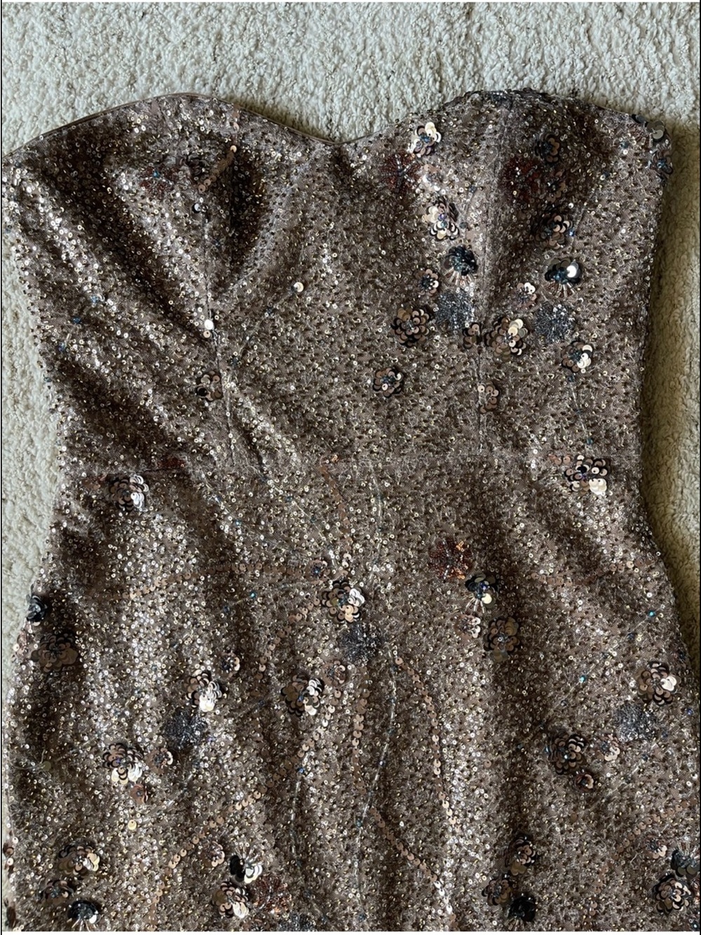 Dress the Population Shailene Dress in Bronze Multi Sequin Beaded Strapless - Picture 7 of 10
